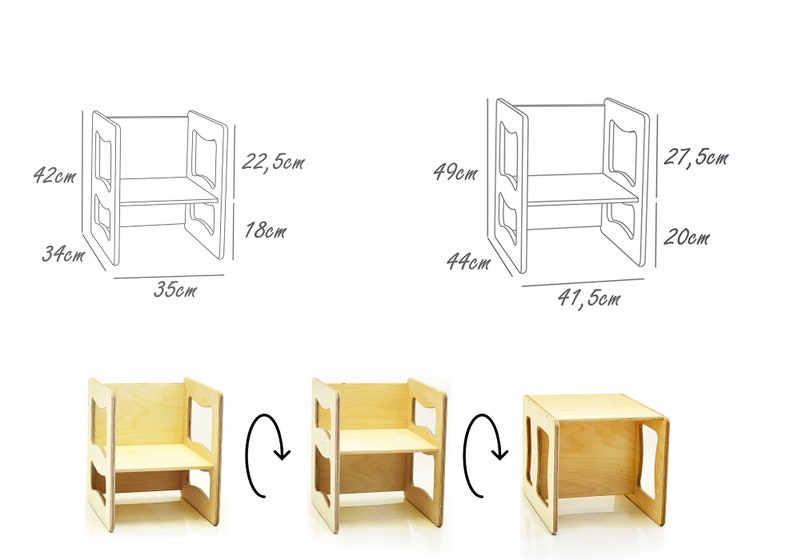 Tavolo/sedia Montessori, tavolo per bambini, Sedia per bambini, tavolo/sedia multifunzionale, mobili Montessori, sedie per cuccioli, sedia per bambini immagine 10