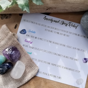 Anxiety and Stress Relief Crystal Healing Set, Crystal Healing Pack, Tension and Panic Attack Healing Set,