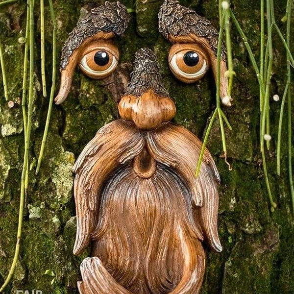 Unique Bird Feeders Tree Faces Décor Outdoor Garden Yard Creative Resin Wall Decoration Garden Decoration Old Man Face, new year gift