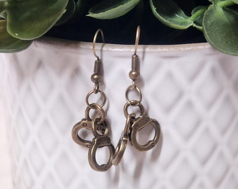 Handcuff Dangle Earrings, Handcuff gift, Fun Handcuff Dangle Earrings Gag Gift