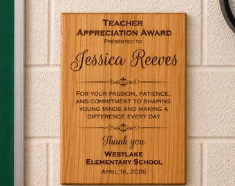 Teacher Appreciation Plaque, Colleague Recognition Gift, Office Wall Hanging, Classroom Decor Sign, Teacher Thank You, 005