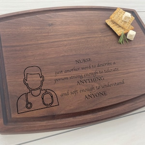 Personalized Cutting Board, Engraved Cutting Board, Nurse Gift, BSN, RN, Nurse Grad Gift, CNA, Nursing Student, Male Nurse, Emerge, 503