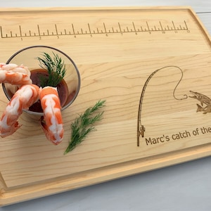 Personalized Cutting Board, Custom Cutting Board, Fish Measuring Board, Catch of the Day Gift, Fisherman&#39;s Gift, Fathers Day Gift, 091
