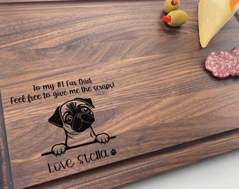 Personalized Engraved Cutting Board, Pug, Dog Board, Fur Dad, Fur Mom, Dog Lover, Pug Gift, Best Friend, Fur Child, Cute Pug Gift, 452