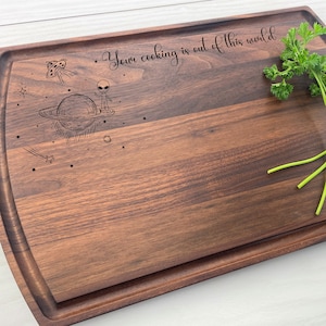 Personalized Cutting Board, Custom Cutting Board, Space Enthusiast Gift, Chef Gift, Alien Lover, Space Ship, Shooting Star, 477