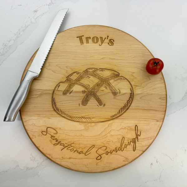 Personalized Circular Cutting Board, Sourdough Board, Fresh Bread, Bread Baker Gift, Baking, Baker Gift, Bread Board, Kitchen Decor, 610