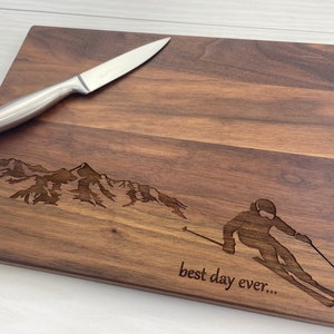 Personalized Cutting Board, Adrenaline Seeker Gift, Mountain Gift, Ski Chalet Gift, Skier Gift, Heli Skier, Adventure Seeker Gift, 291
