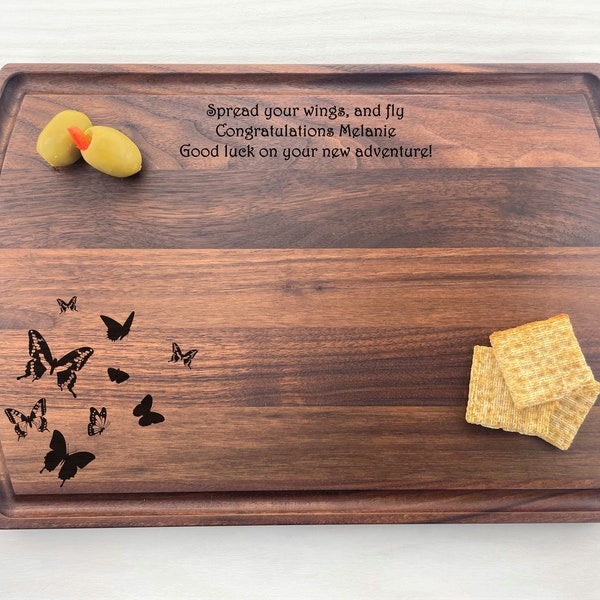 Personalized Cutting Board, Butterfly Board, Nature, Spread your Wings, Nature Enthusiast Gift, Graduation Gift, Butterfly Gift, 388