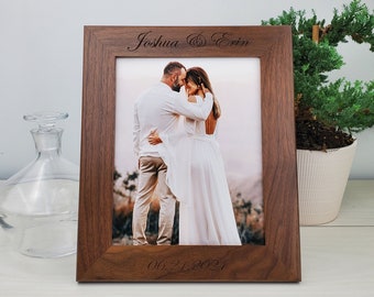 Custom Personalized Picture Frame, Custom Engraved Wood Photo Frame, Custom Engraved Frame, Wedding Photo Frame, Anniversary Gifts, 004