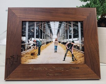 Custom Personalized Picture Frame, Custom Engraved Wood Photo Frame, Custom Engraved Frame, Cattle Farm Gift, Farmer Gifts, Cow Gift, 033
