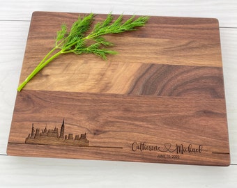 Pick Your City Skyline, Personalized Cutting Board, Engraved Cutting Board, Wedding Gift, Housewarming Gift, New York, Toronto, 117