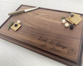 Personalized Cutting Board, Engraved Cutting Board, Wedding Gift, Anniversary Gift, Engagement Gift, Bridal Shower Gift, Wedding Rings, 169