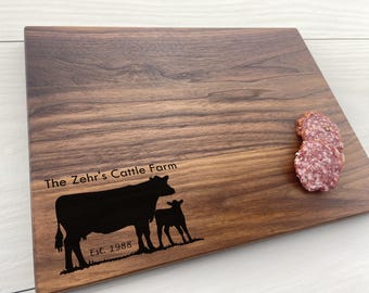 Personalized Cutting Board, Farmer, Cattle Farm, Farmers Gift, Ranch GIft, Personalized Ranch Gift, Family Farm Gift, Cattle Themed, 337
