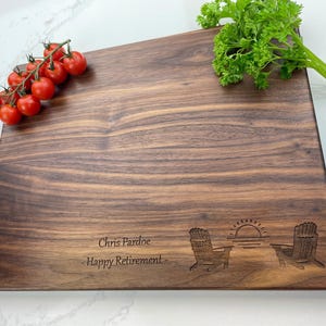Personalized Cutting Board, Retirement Gift, Corporate Gift, Muskoka Chairs, Lake Living, Cottage Cutting Board, Life at the Lake, 044
