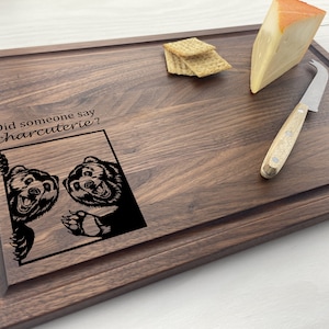 Personalized Cutting Board, Engraved Cutting Board, Wine & Cheese Lover, Humor, Bears, Charcuterie Board, Birthday Gift, Cheese Board, 205