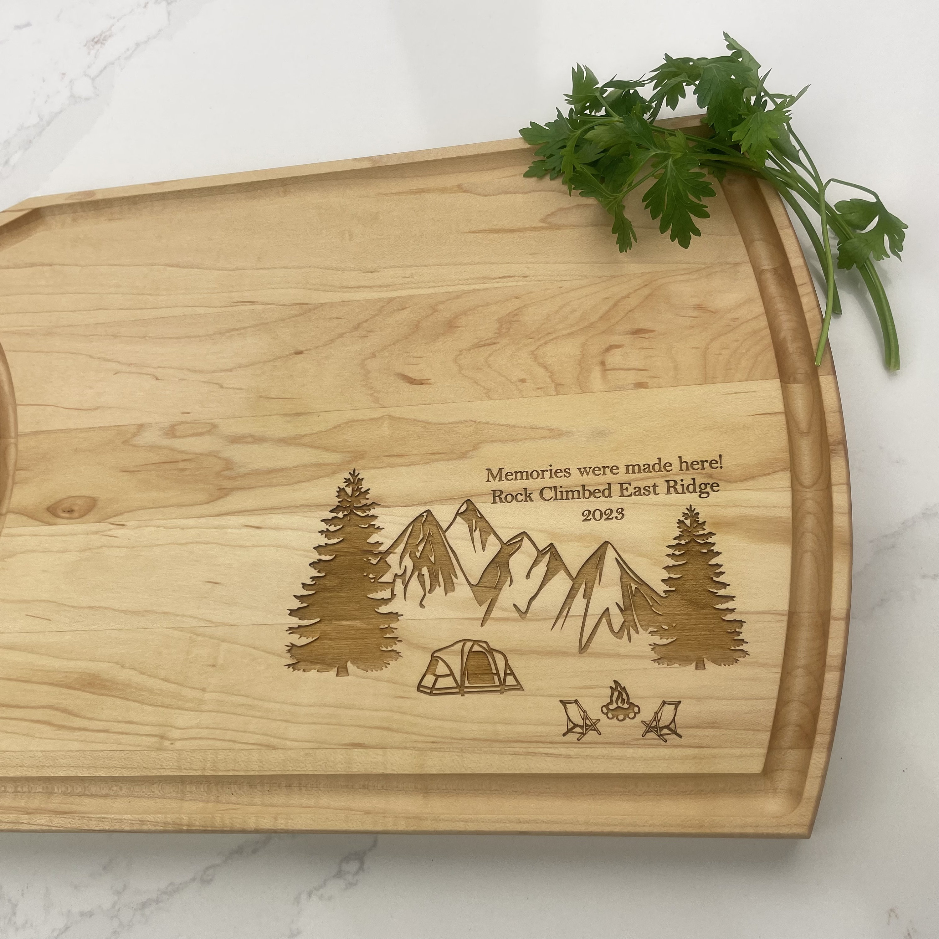 Personalized Cutting Board, Custom Cutting Board, Camping Cutting Board, Campfire, Tent, Camping Life, Rock Climbing, Rock Climber Gift, 246