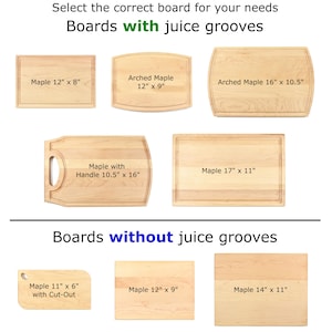 a group of wooden cutting boards with measurements