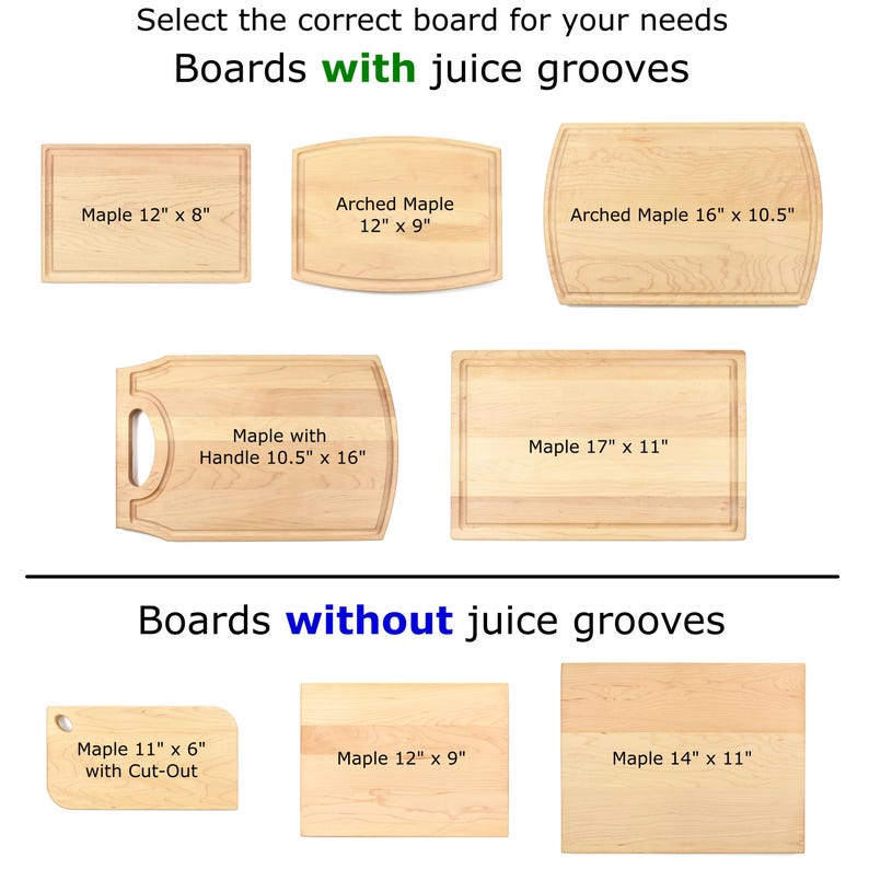 a group of wooden cutting boards with measurements