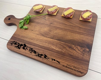 Personalized Paddle Board, Engraved Cutting Board with Handle, Mountain Themed Gift, Ski Chalet Gift, Ski Family Gift, Adventure Seeker, 121