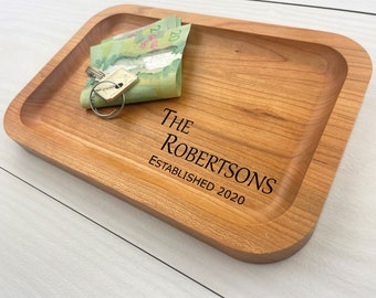 Personalized Catch-All Trays, Engraved Catch-All Tray, Key Tray, Front Door Tray, Housewarming Gift, Family Name Gift, New Home, 001