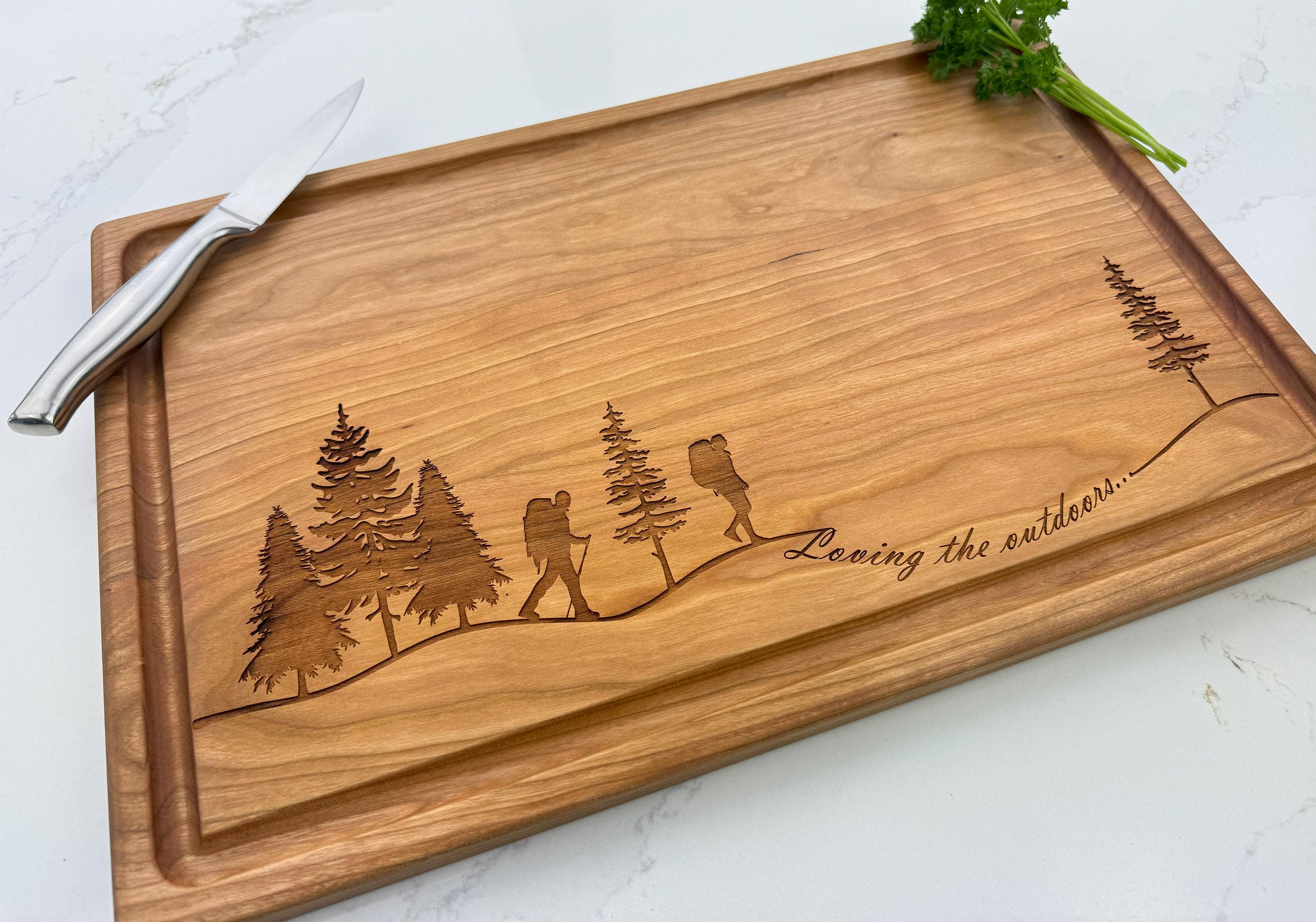 Personalized Cutting Board, Custom Cutting Board, Mountain View, Nature Art, Adventure Awaits, Nature Lover Gift, Couples Gift, Hikers, 555