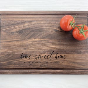 Personalized Cutting Board - Housewarming, Realtor Gift, Home Sweet Home, Coordinates, First Home Gift, New Home Owner, Notary Present, 310