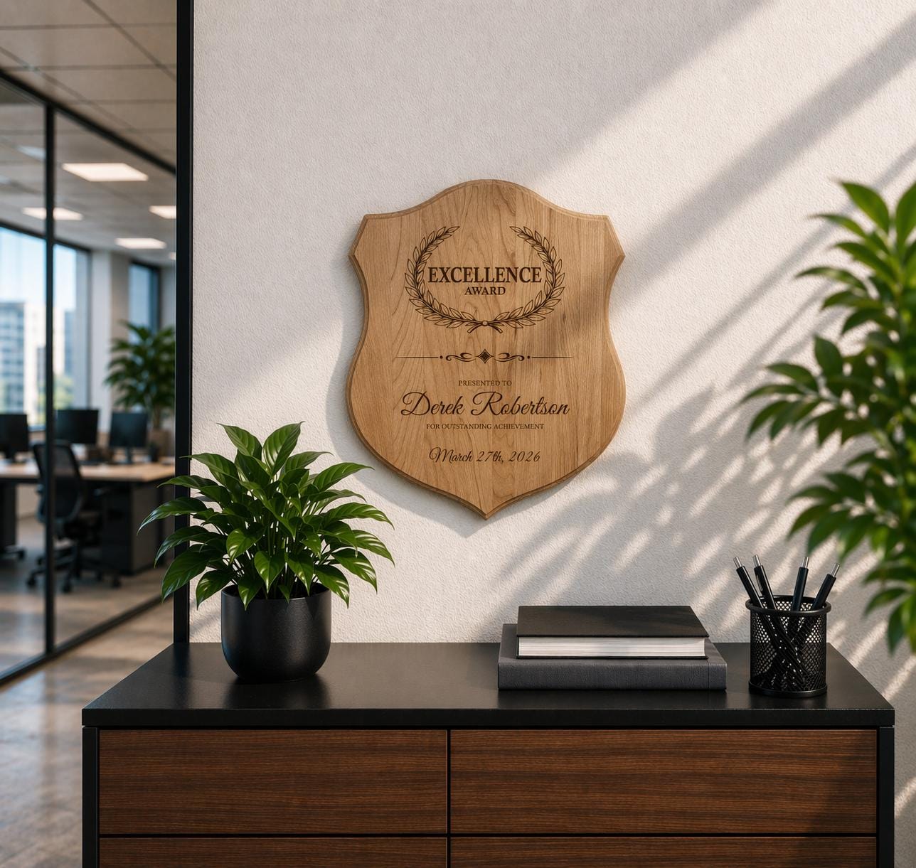 Personalized Wood Plaque, Excellence Award Plaque, Employee Recognition ...