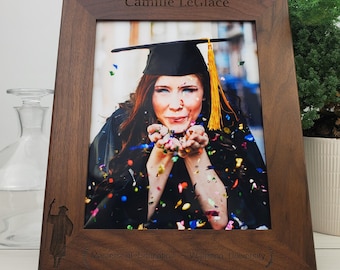Custom Personalized Picture Frame, Custom Engraved Wood Photo Frame, Graduation Gift, School Graduate, College Grad, Masters Degree, 051