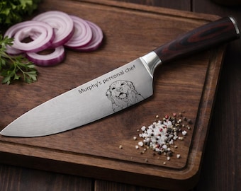 Personalized Chef Knife, Custom Portrait from Photo, Custom Engraved Knife, Kitchen Gift, Gifts for Dad, Chef Gifts, Gifts for Mom, 531
