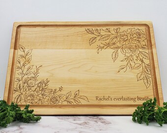 Personalized Cutting Board, Valentine's Day Gift, Cheese Board, Wooden Cutting Board, Wedding Gift, Floral Home Decor, Anniversary Gift, 667