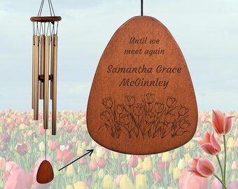 Tulip Memorial Wind Chime, Personalized and Engraved, Bereavement Gift, 045