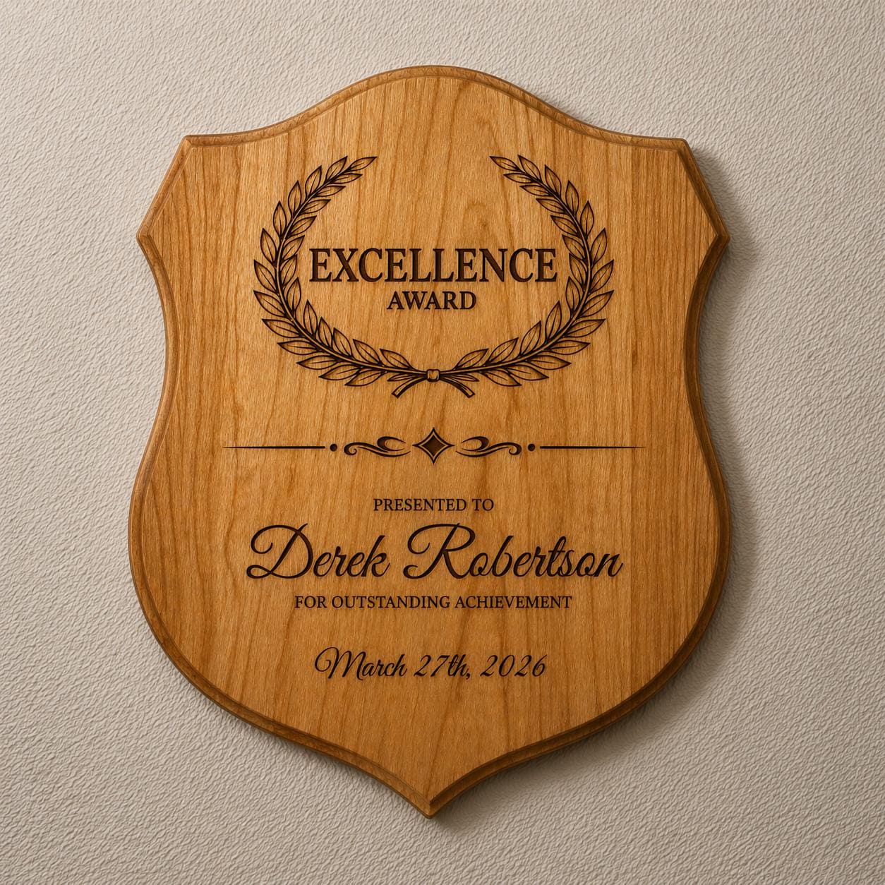 Personalized Wood Plaque, Excellence Award Plaque, Employee Recognition ...