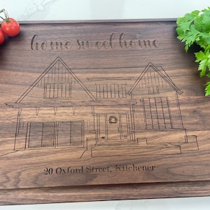 Personalized Cutting Board, Engraved Home Portrait, Housewarming Gift, Personalized House Portrait, Real Estate Present, Closing Gift, 529