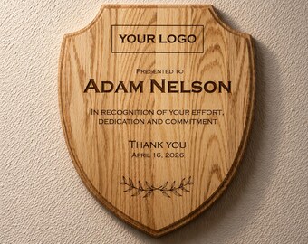 Personalized Logo Wood Plaque, Corporate Gift, Engraved Award, Business Recognition Sign, Custom Company Gift, Office Wall Decor, 008