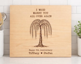 Personalized 5th Anniversary Wood Cutting Board, Custom Engraved Gift for Couple, 5 Year Wedding Anniversary Gift for Wife or Husband, 725
