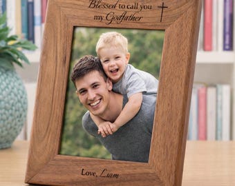 Personalized Godfather Picture Frame, Gift from Godchild, Baptism or Christening Gift for God Dad, Blessed to Call You My Godfather, 180