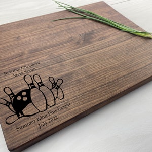Personalized Cutting Board, Custom Cutting Board, Bowler Gift, Bowling Champion, King Pin, Strike, Spare, Double, Bowling Board, 209