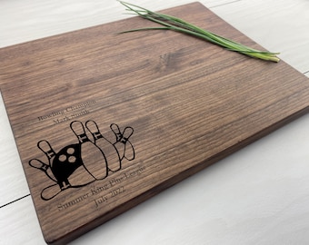 Personalized Cutting Board, Custom Cutting Board, Bowler Gift, Bowling Champion, King Pin, Strike, Spare, Double, Bowling Board, 209