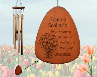 Flower Bouquet Memorial Wind Chime, Personalized Engraved Gift, Your Memory Blooms,  046