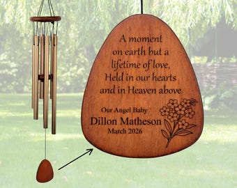 Child Loss Memorial Wind Chime, Forget Me Not, Miscarriage & Infant Loss Sympathy, Personalized Angel Baby Wind Chime, Bereavement Gift, 033