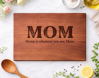 Floral MOM Cutting Board, Personalized Mother’s Day Gift, Engraved Wood Board, Gift for Mom, Kitchen Gift Idea, 757