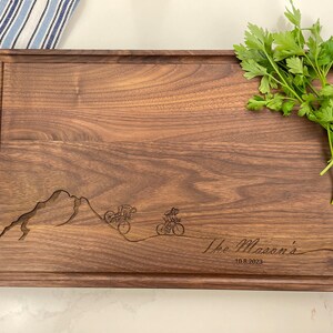 Personalized Cutting Board, Bike Enthusiast, Mountain Biking Gift, Bikers Gift, Biking Couple Engagment Gift, Cyclists Anniversary Gift, 312 image 3