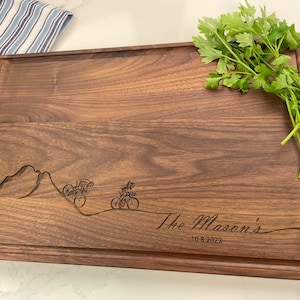 Personalized Cutting Board, Bike Enthusiast, Mountain Biking Gift, Bikers Gift, Biking Couple Engagment Gift, Cyclists Anniversary Gift, 312 image 2