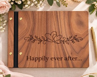 Personalized Wedding Guest Book, Engraved Wood Guestbook, Custom Wedding Keepsake, Rustic Wedding Decor, Anniversary Guest Book, 002