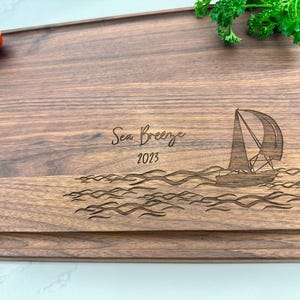 Personalized Cutting Board, Wedding Gift, Nautical Gift, Sailing Gift, Engagement Gift, Gift for Sailor, Sailboat Gift, Captain Gift, 537 image 2