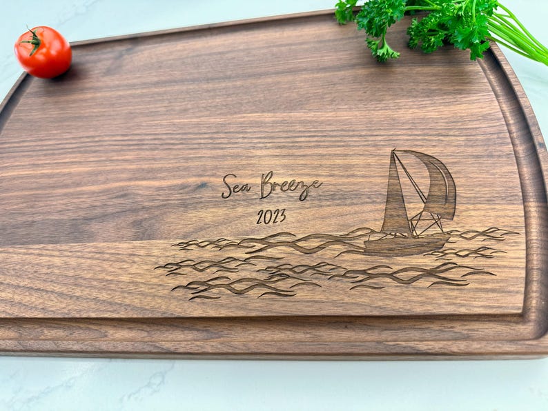 Personalized Cutting Board, Wedding Gift, Nautical Gift, Sailing Gift, Engagement Gift, Gift for Sailor, Sailboat Gift, Captain Gift, 537 image 2