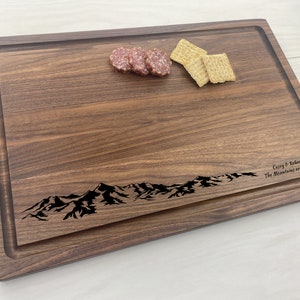 Personalized Butcher Block Cutting Board, Engraved Butcher Block, Mountain Themed Gift, Ski Chalet Gift, Ski Family, Adventure Seeker, 121