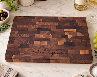 Personalized End Grain Butcher Block, Engraved Cutting Board, Custom Wedding Gift, Housewarming Gift, 751