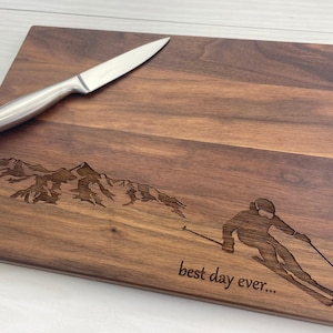Personalized Cutting Board, Adrenaline Seeker Gift, Mountain Gift, Ski Chalet Gift, Skier Gift, Heli Skier, Adventure Seeker Gift, 291