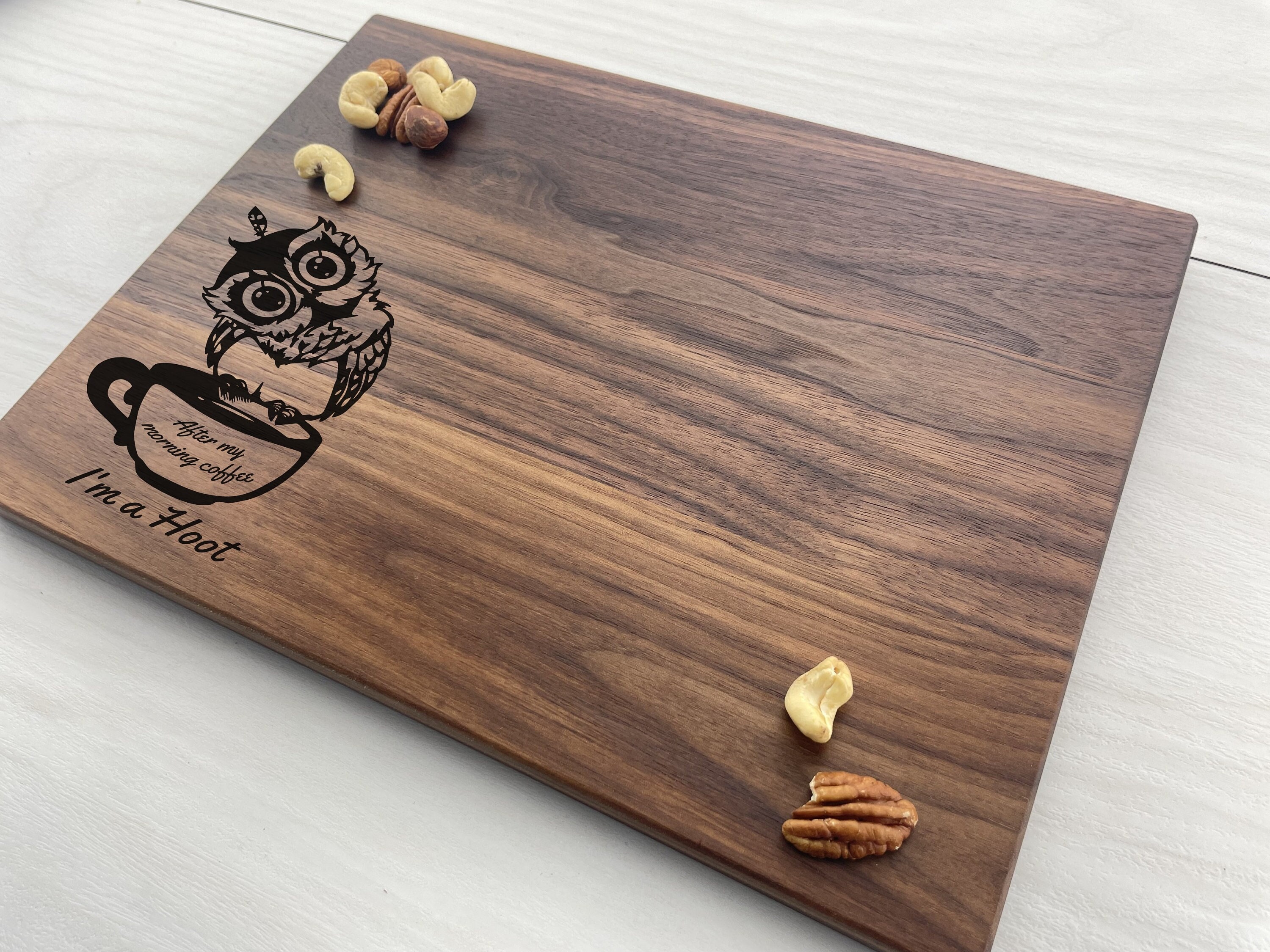 Personalized Cutting Board, Custom Cutting Board, Owl Themed Gift, Coffee Lover, Coffee Bar, Latte Bar, Cute Owl, Coffee Humor, 288